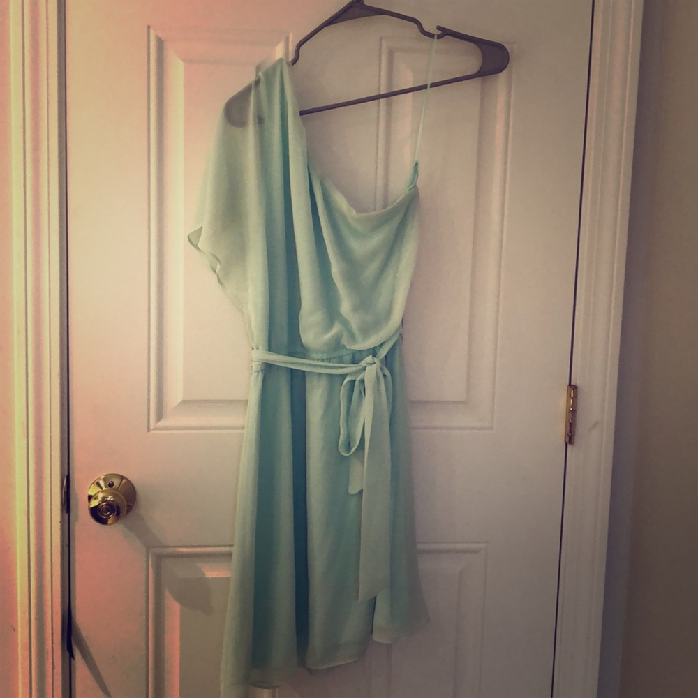 Sheer one shoulder mint dress ❤️Bundle 2 for $15❤️